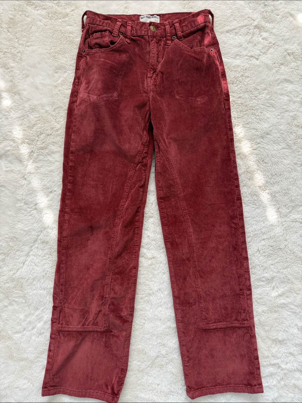 Free People We The Free Risk Taker Hight Rise Corduroy Pants Women's 26 Red Rust